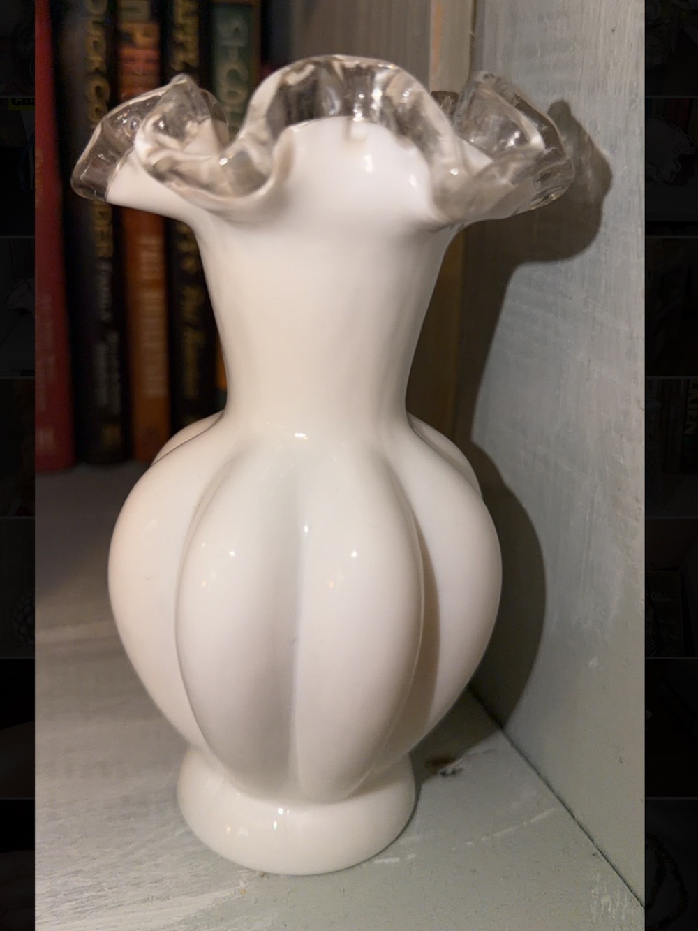 Vintage Fenton Ruffled Milk GlassBud Vase - Elegant Home Accent